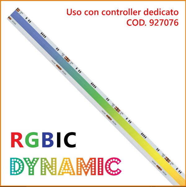 Strip LED 24V COB 14w/mt RGBIC Dinamic 350 Lumen/mt